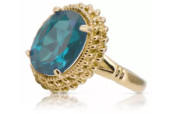 Каблучка Аквамарин 14K Жовте золото Вінтаж vrc068y